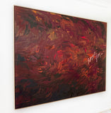 Intertwined in crimson - FRAMED in OAK