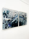 Blue Sinkhole (Diptych) - Framed in Oak, White.