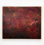 Intertwined in crimson - FRAMED in OAK