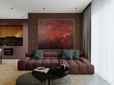 Intertwined in crimson - FRAMED in OAK