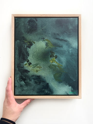 Green Sea Bed - Framed in Oak