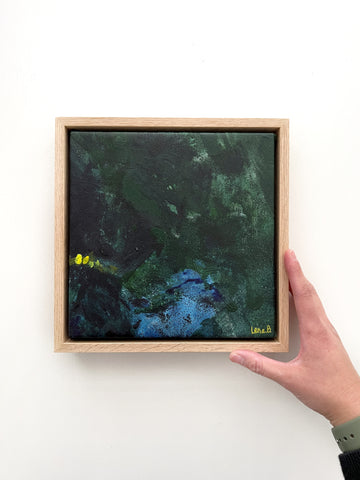 Blue and Yellow Sea Bed  - FRAMED in OAK