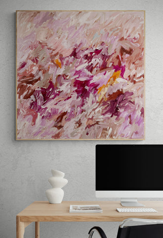 Pink Rain - FRAMED in OAK, 'Finding Joy' Collection